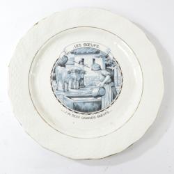 Assiette parlante LES BOEUFS J'ai deux grands Boeufs... Orchies Moulin des Loups. D&eacute;co ferme &eacute;levage