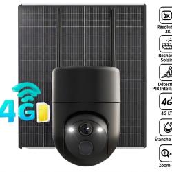 Cam&eacute;ra 4G solaire - Rotative 360&deg; - Zoom 4X - D&eacute;tection intelligente - Garantie 2 ans