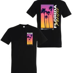 T-SHIRT 100% COTON  MIAMI FLORIDA - NOIR