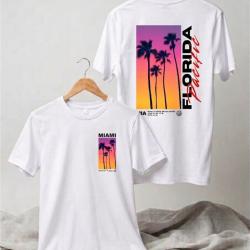 T-SHIRT 100% COTON  MIAMI FLORIDA - Blanc
