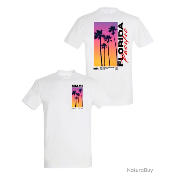 T-SHIRT 100% COTON  MIAMI FLORIDA - Blanc