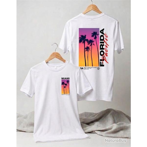 T-SHIRT 100% COTON  MIAMI FLORIDA - Blanc