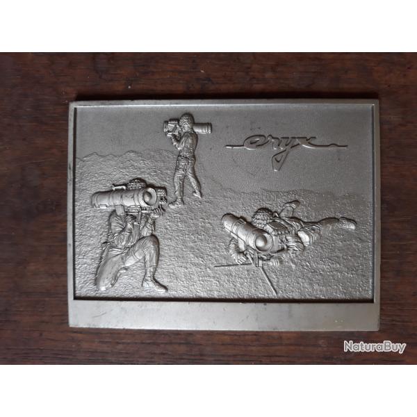 Rare plaque publicitaire etain eryx lance missiles anti chars collection militaria