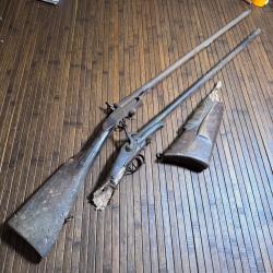 Lot de deux carabine pliante de braconnier calibre 20 &agrave; broche