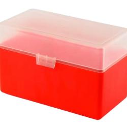 DESTOCKAGE - BOITE DE RANGEMENT ROUGE COUVERCLE TRANSPARENT 50 MUNITIONS CAL 30-06