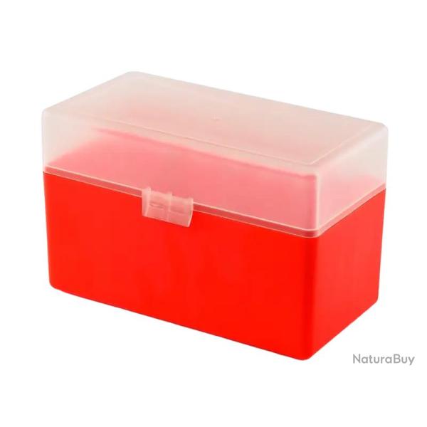 DESTOCKAGE - BOITE DE RANGEMENT ROUGE COUVERCLE TRANSPARENT 50 MUNITIONS CAL 30-06