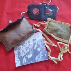 WW1  COMPRESSE Mle C, Pochette Toile enduite, Lunettes POILU 1915 VERDUN YPRES CHAMPAGNE AISNE ...