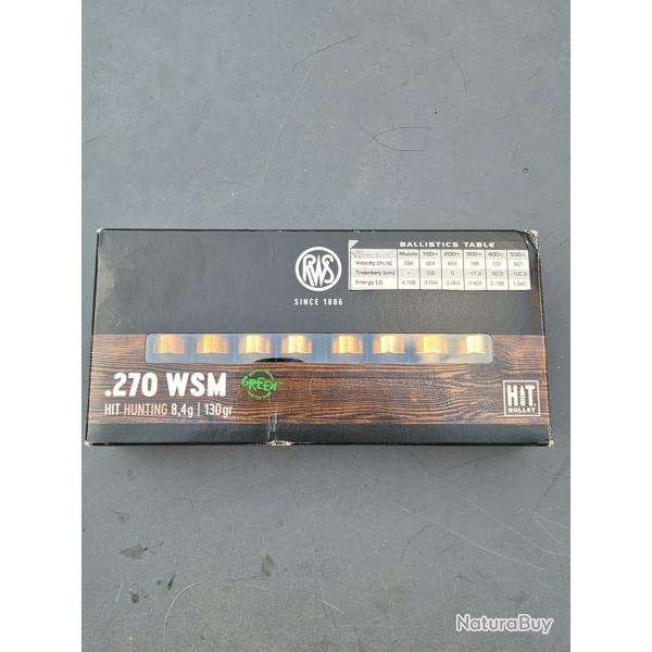 1 boite Cartouche rws 270wsm hit hunter green 8,4g/130gr