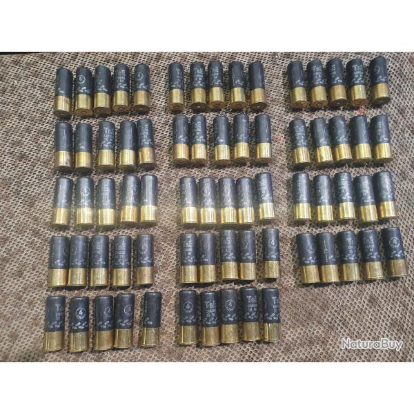 lot de 70 cartouches 12/70  TERRES & EAUX fabrication FOB mod�le  EXTREM 38 � BJ et 38 g  plomb N�4
