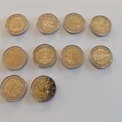 Lot de 10 pi&egrave;ces de 2 euros comm&eacute;moratives Fran&ccedil;aises