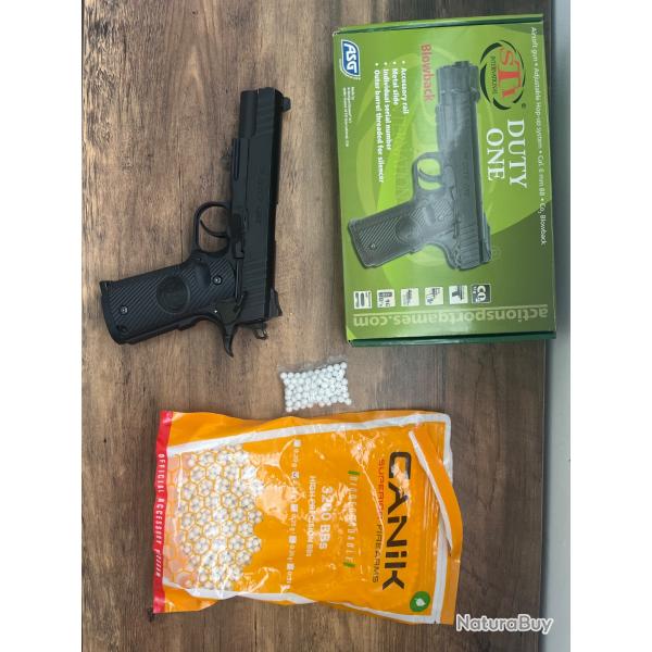 Pistolet Airsoft STI Duty One CO2 Blowback 1,5J Full M�tal + paquet de billes