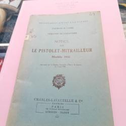 Notice technique du pistolet mitrailleur  Mod&egrave;le  1938