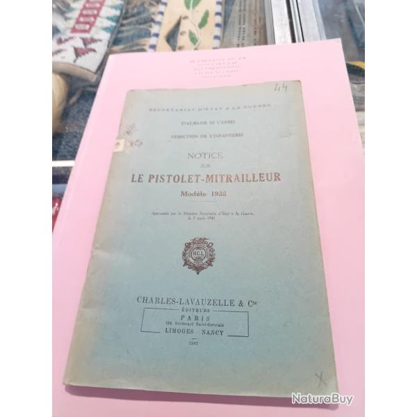 Notice technique du pistolet mitrailleur  Mod�le  1938