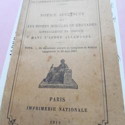Notice succincte sur les diff&eacute;rents mod&egrave;les de grenades allemandes