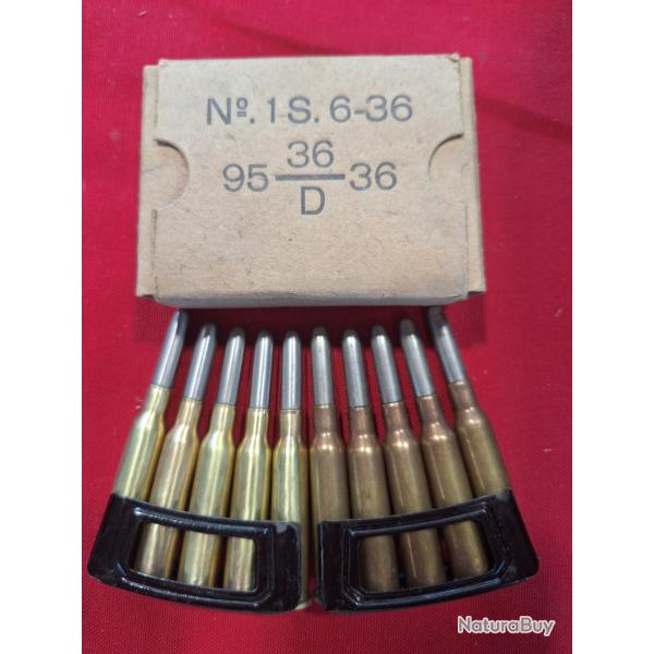 6.5 hollandais boite complete neuve de 2 clips de 5 cartouches datation 1936 vendu par poudrenoirepr