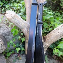 Lot de 2 Machette Couteau Parang Lame Acier 3Cr13 Manche ABS Gris Tactical Survivalisme Sans Etui