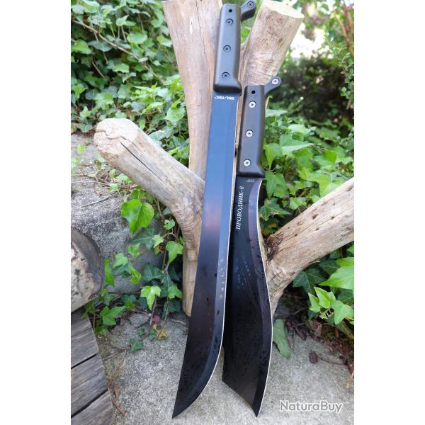 Lot de 2 Machette Couteau Parang Lame Acier 3Cr13 Manche ABS Gris Tactical Survivalisme Sans Etui