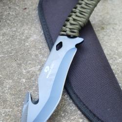 Couteau de Brousse Harpoon Lame Acier 3Cr13 Manche Corde Etui Nylon Id&eacute;al pour la Survie & la P&ecirc;che