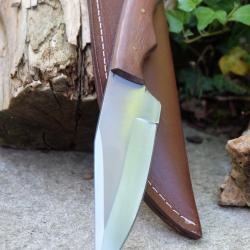 Bushcraft Couteau de Chasse Survie Lame Acier Carbone 1055 Manche Rosewood Etui Cuir Fabr Artisanat