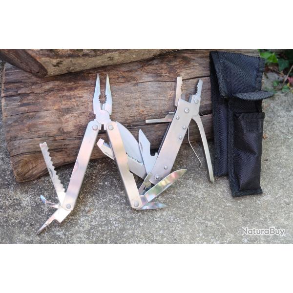 Lot de 2 Pinces Outils Multifonctions Multi-Tool 9 Fonctions Couteau Tenaille tournevis Etui Nylon