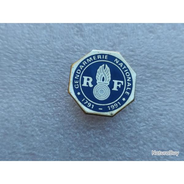 INSIGNE  PINS GENDARMERIE BLASON BICENTENAIRE 1791-1991 TAILLE GRAND MODELE