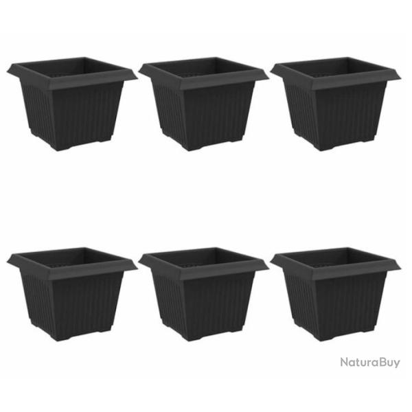 Pot fleurs carr� plastique noir 23x23x17,5 cm durable lot 6