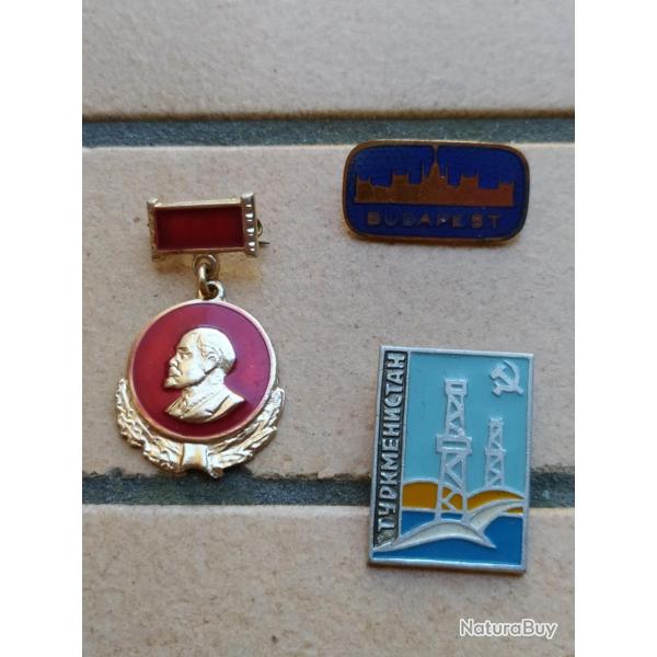 LOT 3 MEDAILLES BROCHES  DECORATION RUSSIE HONGRIE  EX URSS