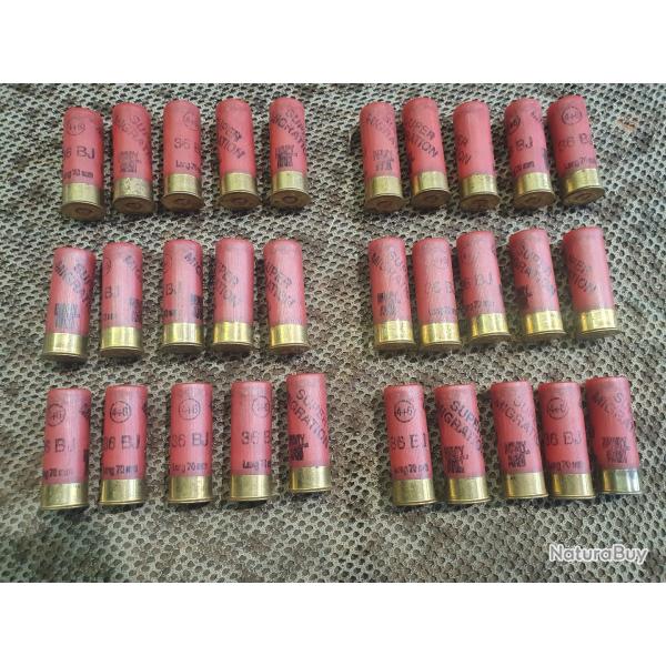 lot de 30 cartouches 12/70 MARY ARM mod�le SUPER MIGRATION � BJ et 36 g de  plomb m�lang� N�4 et 6