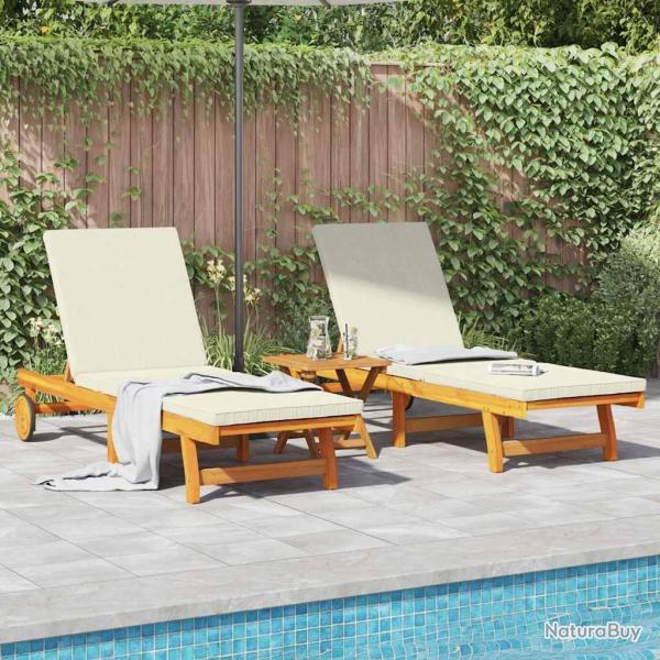 Transat 2-personne 3 pcs Marron Bois d'Acacia Massif