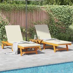 Transat 2 pcs Marron 65 x 199 x 84 cm Bois d'Acacia Massif