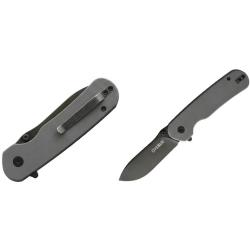 Couteau Toor Knives General Lame Acier 14C28N Noir Manche G10 Gris Linerlock USA TR84353