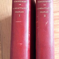 Rare &eacute;dition de 1930 : "T&eacute;moignages de combattants fran&ccedil;ais", recueil reli&eacute; de 8 livres sur 14-18