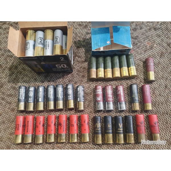 lot de 56 cartouches 12/76 MAG WINCHESTER VIRI B&P SOLOGNAC JOCKER ROTTWEIL ... plomb N�2 4 6