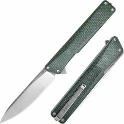 Couteau Oknife Aion Manche Green Micarta Lame Acier 14C28N SW Linerlock OKNAIONGM