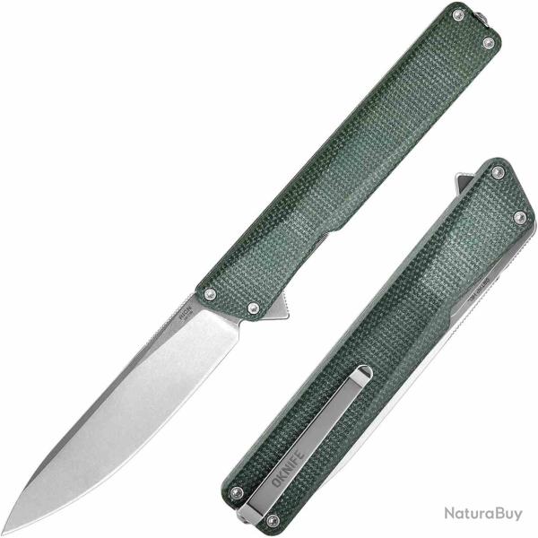 Couteau Oknife Aion Manche Green Micarta Lame Acier 14C28N SW Linerlock OKNAIONGM