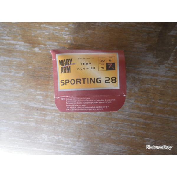 Cartouches MARY ARM SPORTING 28 calibre 20/70 28g n�7/2  x25