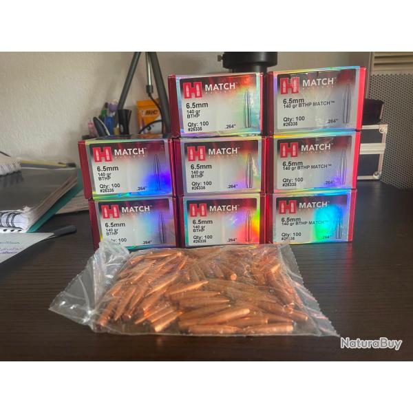 Ogives HORNADY #26335 cal 6.5mm 140gr BTHP MATCH X100