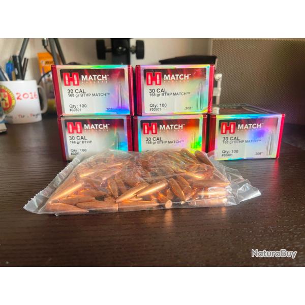 HORNADY OGIVES #30501 BTHP MATCH CALIBRE.30 168gr