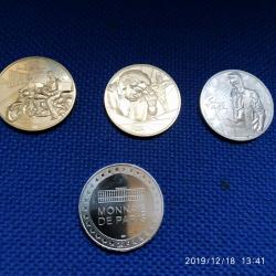 lot de de 3 monnaie de paris jonny  halliday   la croix  moto guitare