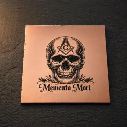 miroir cuivr&eacute; Memento Mori 30cm - franc-maconnerie sceau maconnique masonic