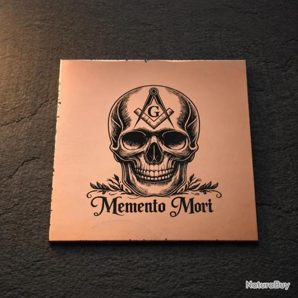 miroir cuivr� Memento Mori 30cm - franc-maconnerie sceau maconnique masonic