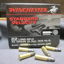 235 Balles 22LR Winchester SUBSONIC en 45grs  sp&eacute;cial  silencieux Standard Velocity