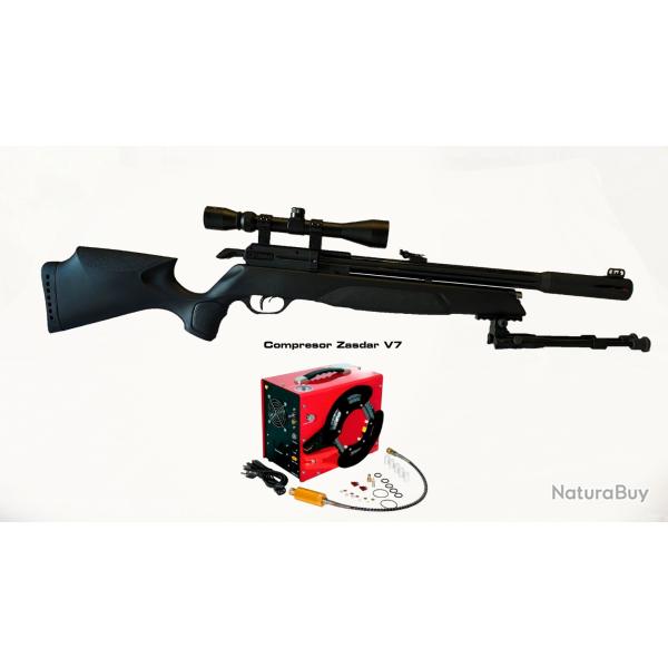 PACK-8 CARABINE + BIPIED ARROW + 3-9x40 MilDot Cal. 5,5 mm + (KIT Puissance) + Compresseur