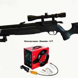 PACK-8 CARABINE ARROW + BIPIED  + 3-9x40 MilDot Cal. 4,5 mm + (KIT Puissance) + Compresseur
