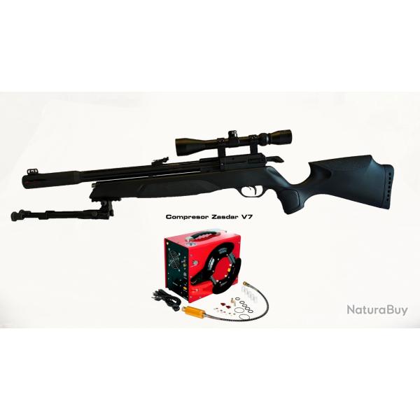 PACK-8 CARABINE ARROW + BIPIED  + 3-9x40 MilDot Cal. 4,5 mm + (KIT Puissance) + Compresseur