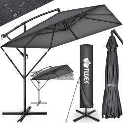 Parasol d&eacute;port&eacute; Rectangulaire 330 cm + Housse de Protection & contre le vent,  Anti-UV en aluminium