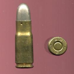 7.8 mm Bergmann N&deg;5 Mle 1897 - RARE - marquage D.M. * K. * - balle nickel