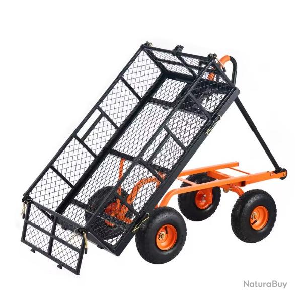 Chariot de jardin Wagon utilitaire en m�tal robuste avec assemblage simple Chariot capacit� 399 kg