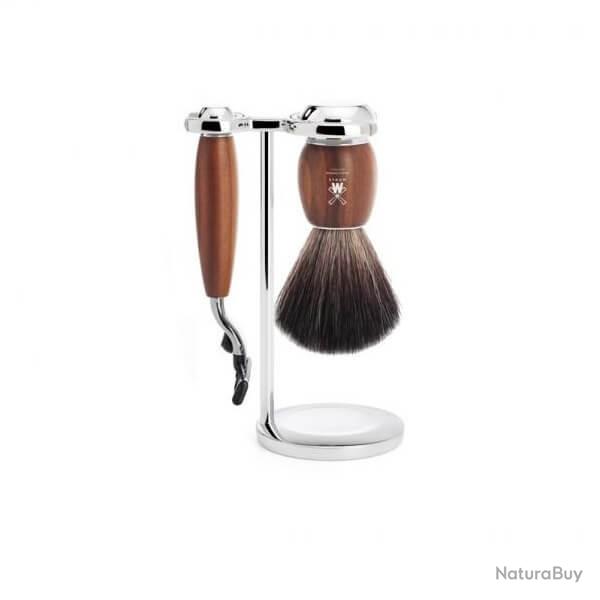 Set de rasage 3 pi�ces Muhle Vivo Mach3� bois de prunier
