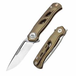 Couteau Dreamtech D4260 Premium Button Lock Lame Acier M390 Manche Titane Bronze DTK4260BR